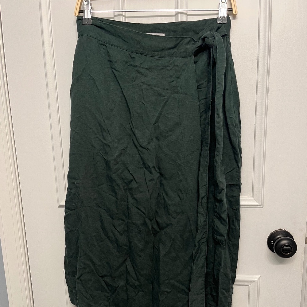 Dark Green Wrap Skirt 100% Tencel Sz M